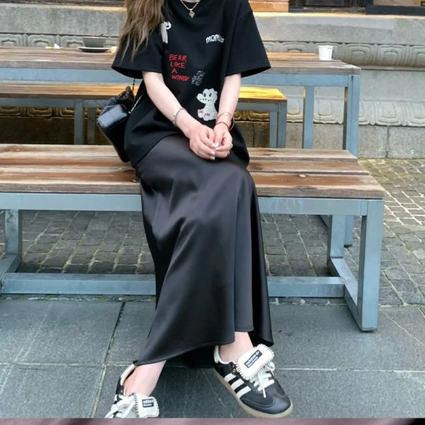 紫色醋酸段棉鱼尾裙女2025夏季爆款高级感鎏光裙a字拖地半身裙子