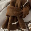 圣诞红小香风锁边羊毛针织围巾女冬季学生情侣款高级感毛线围脖男