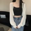 夏季小坎肩短款镂空开衫女薄款披肩外搭长袖针织衫罩衫小个子外套