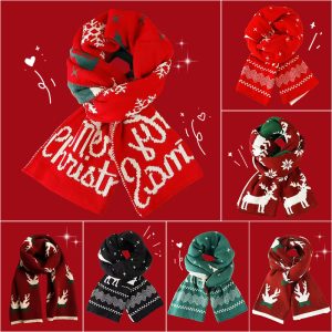 安可拉红围巾冬季高级感圣诞款雪花麋鹿新年红围巾百搭韩版ins风