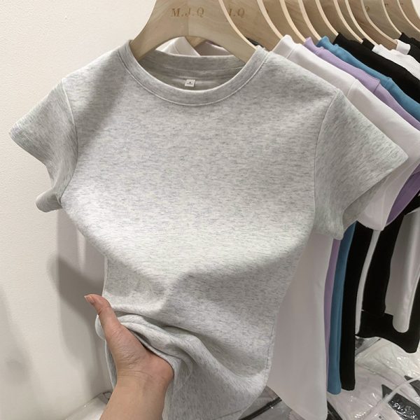 现货穿搭白色t恤女正肩短袖春夏季圆领显瘦百搭纯棉叠穿打底上衣