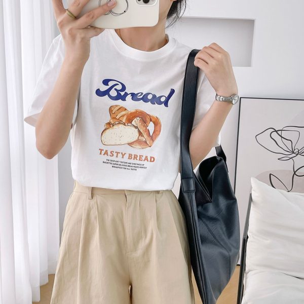 潮牌纯棉短袖t恤女夏季圆领半袖宽松上衣白色外贸女装印花T恤衣服