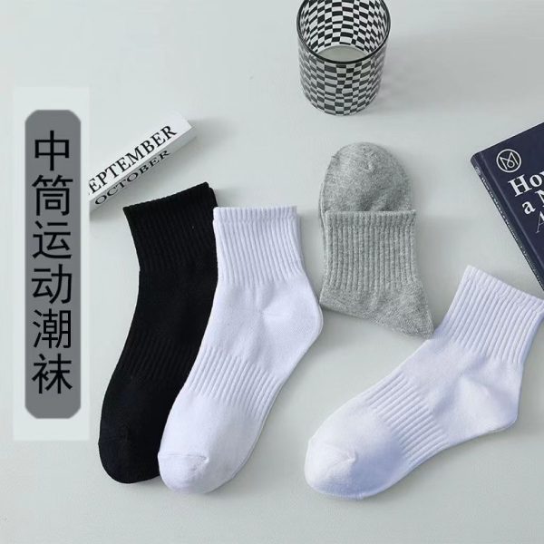 诸暨袜业一次性春夏男女纯白色休闲运动袜潮吸汗防臭袜子男袜批发
