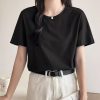 2024夏季新款短袖棉t恤女修身显瘦圆领打底衫上衣女厂家批发