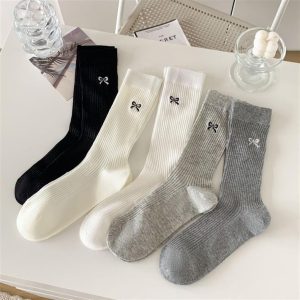 袜子女月子袜春夏季白色中筒日系学院风简约纯色学生袜堆袜子女装