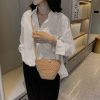 斜跨草编包棉线编织包手机零钱钥匙包镂空棉线编织包休闲可爱女包