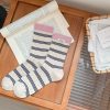 Mekki秋冬新款袜子女条纹罗口条纹袜子女韩系ins潮休闲无骨中筒袜