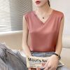 丝绸吊带背心女内搭打底配西装桑蚕丝缎面24夏V领白色外穿小吊带
