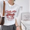 潮牌纯棉短袖t恤女夏季圆领半袖宽松上衣白色外贸女装印花T恤衣服