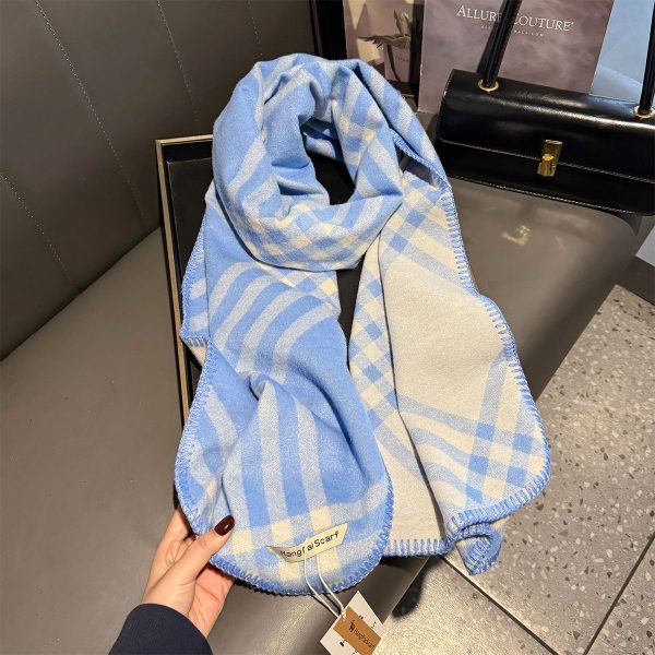 格子围巾女冬季百搭保暖加厚仿羊绒格纹披肩潮轻奢高级感围脖