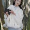 新款秋冬季旗袍加绒披肩外搭民国风加厚斗篷复古百搭优雅气质围巾