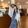2025夏季新品流苏披肩外搭旗袍裙子罩衫针织镂空蕾丝开衫纯色披风