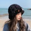 冬季帽子加厚百搭保暖纽扣绒绒堆堆帽冷帽大头围显脸小针织保暖帽