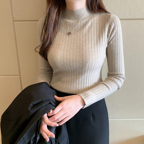 半高领打底衫女内搭薄款秋冬新款洋气新款毛衣长袖针织衫中领上衣