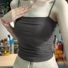 粉色辣妹美背吊带背心女带外扩胸垫显胸修身显瘦内搭外穿打底上衣