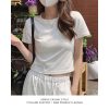 白色正肩t恤女短袖短款夏季纯棉修身显瘦纯白体恤基础款打底上衣