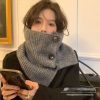 新款韩系氛围感围巾女冬季外搭保暖围脖女针织护颈脖套假领子披肩