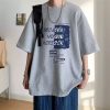 夏季新款短袖宽松t恤男士潮牌休闲半袖潮流体恤打底衫五分袖上衣