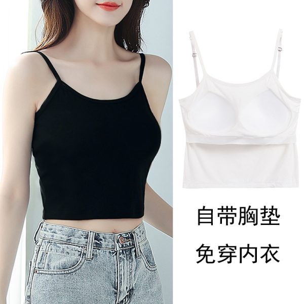 女夏季莫代尔短款小吊带打底女士修身外穿性感内搭罩杯一体式背心