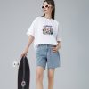 夏季白色纯棉落肩女t恤短袖韩版圆领宽松半袖胖mm显瘦大码女装