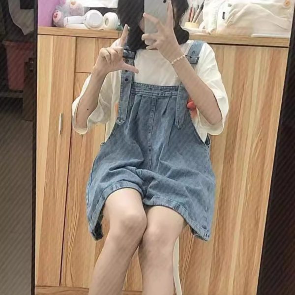 牛仔背带短裤女百搭2025春夏新款韩版阔腿裤薄款宽松显瘦短裤休闲