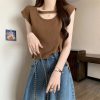 小飞袖辣妹上衣女设计感小众夏季短款冰丝针织衫别致显瘦短袖t恤