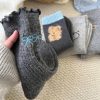 韩版袜子女秋冬拼小波点羊毛袜袜口拼接堆堆袜女甜美保暖中筒女袜