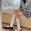 小腿袜女日系jk风绑带蝴蝶结长筒袜春夏百搭甜美少女纯色Lolita袜
