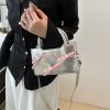 质感蝴蝶结手提包包女2024春季新款女士单肩斜挎包洋气撞色小方包
