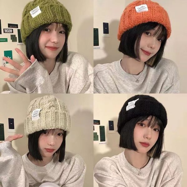 韩版毛线帽子女冬季潮网红保暖针织帽大头围韩国时尚纯色显脸小冬
