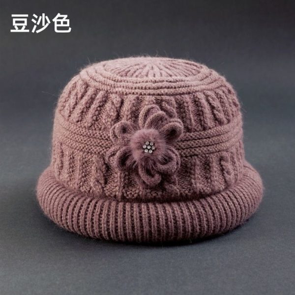 秋冬季中老年加厚毛线帽加绒加厚保暖奶奶针织帽老太太渔夫针织帽