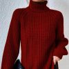 2025秋冬新品跨境高领针织衫长款插肩袖高领开叉柔软舒适女装