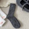 韩版袜子女秋冬拼小波点羊毛袜袜口拼接堆堆袜女甜美保暖中筒女袜