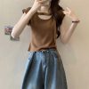 小飞袖辣妹上衣女设计感小众夏季短款冰丝针织衫别致显瘦短袖t恤