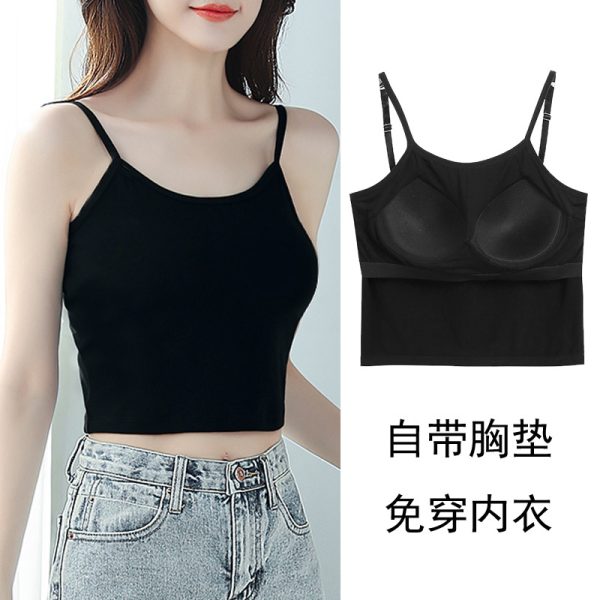 女夏季莫代尔短款小吊带打底女士修身外穿性感内搭罩杯一体式背心