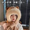 新款卡皮巴拉帽子围巾二合一冬季防户外寒保暖毛绒帽子围巾两件套