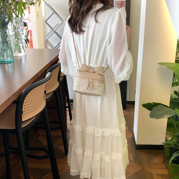 小众设计编织蝴蝶结链条包包迷你夏季斜挎手提包时尚小方盒子包女