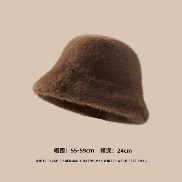 网红毛绒渔夫帽秋冬季保暖加绒加厚帽子显脸小百搭时尚毛毛帽子女