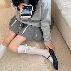 O1CN01hvcFll2Jh4YG1tuy3_2209488879452-0-cib 小腿袜女日系jk风绑带蝴蝶结长筒袜春夏百搭甜美少女纯色Lolita袜