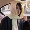 拉法围巾帽-米白