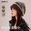 美拉德堆堆帽子女冬季大头围显脸小毛线帽保暖月子帽包头针织冷帽