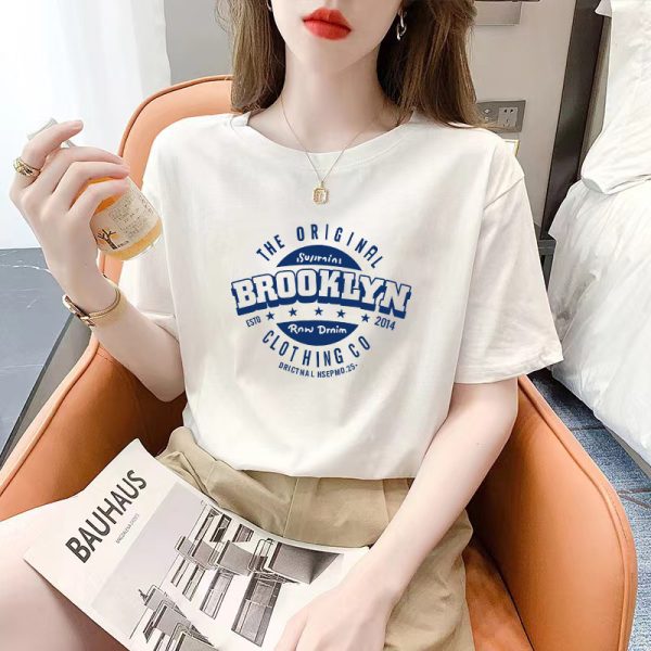 纯棉夏季宽松大码女装短袖t恤 韩版新款圆领纯棉女上衣半袖衫批发