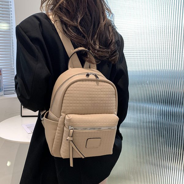 跨境新款双肩包女 简约高颜值轻奢质感PU出游通勤背包 旅行包潮韩