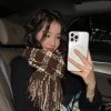 韩系美拉德色系围巾秋冬女生氛围高级感棕色格纹两用披肩围脖加厚