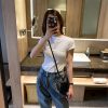 现货穿搭白色t恤女正肩短袖春夏季圆领显瘦百搭纯棉叠穿打底上衣