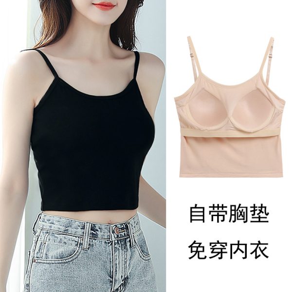 女夏季莫代尔短款小吊带打底女士修身外穿性感内搭罩杯一体式背心