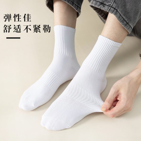 袜子男秋冬中筒袜透气吸汗运动袜黑白纯色中短筒女袜ins潮学生袜
