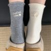 秋冬新款时尚后跟字母卷边堆堆袜子女学院风ins潮韩系百搭中筒袜