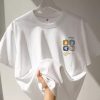 春季新款港风纯棉高级感设计印花短袖T恤女上衣宽松百搭短袖t恤女
