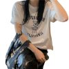 纯棉短袖t恤女宽松韩版原宿风新款字母印花学生体恤ins女装潮